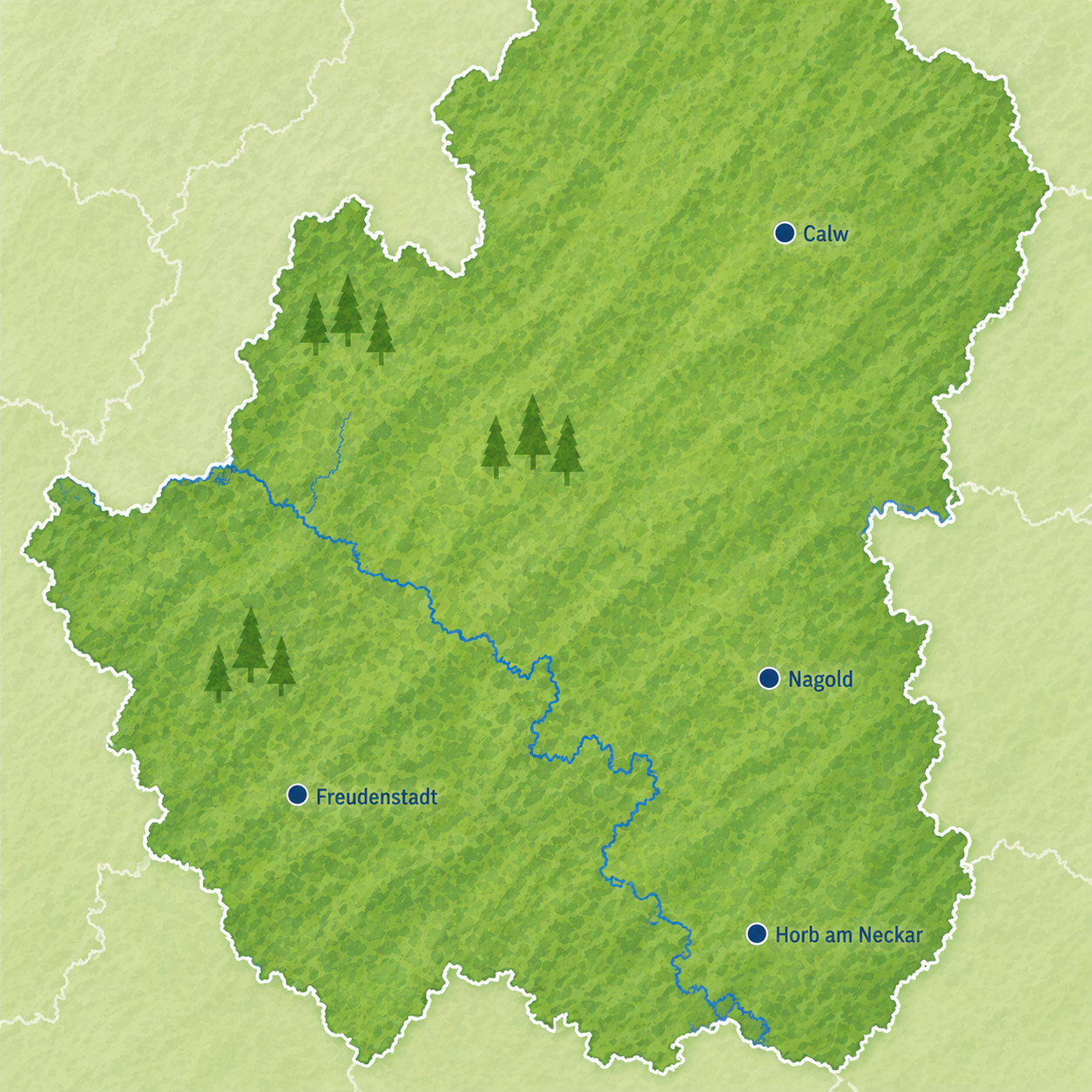 Karte der Einsatzregion der via PflegePlus Nordschwarzwald